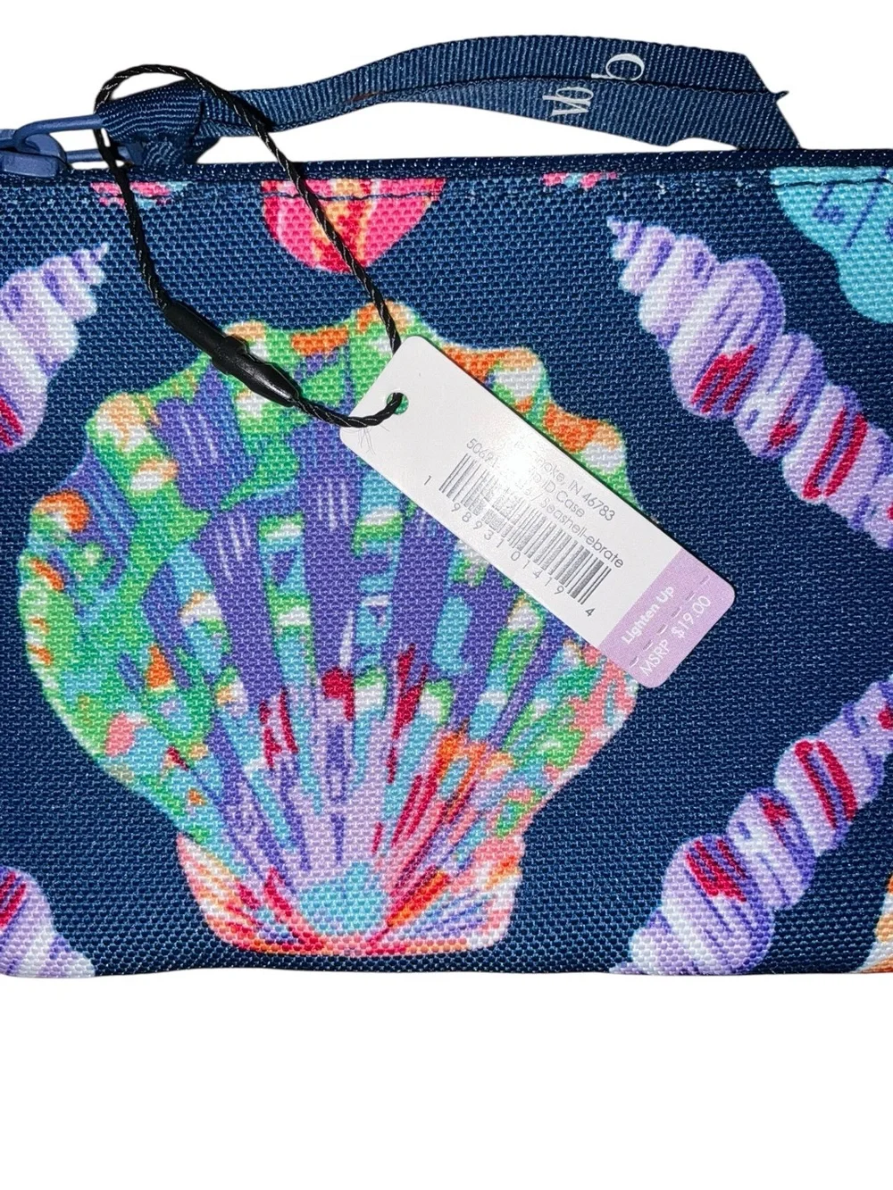 NWT Vera Bradley Multicolor Seashell Print Wristlet Key Pouch in Navy